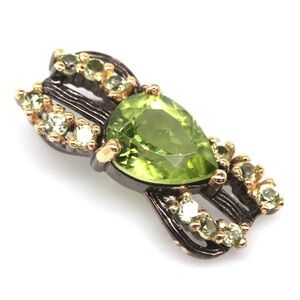 Genuine Natural Peridot Silver, gold and black gold pendant. August Birth Stone!